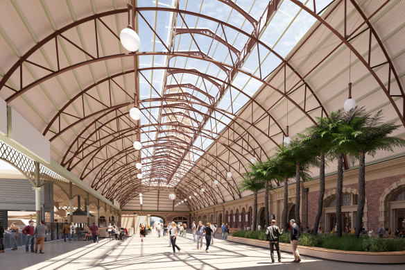 An artist’s impression of the glass panels in the roof over Central Station’s grand concourse.