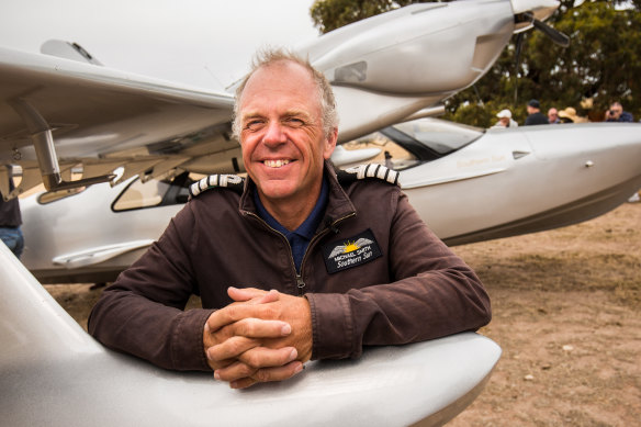 It's good to be home: Michael Smith landed on his property at Little River after re-tracing the route of the 1919 Great Air Race.