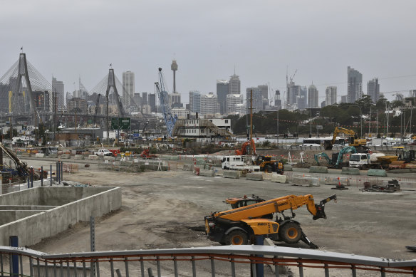 Work on the Westconnex interchange at Rozelle.
