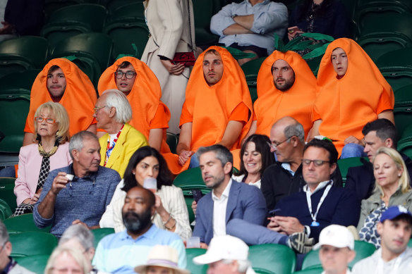 Jannik Sinner fans dressed as carrots at Wimbledon last year.