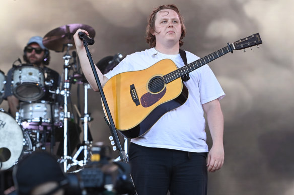 Lewis Capaldi performing at the Glastonbury Festival in England on Saturday.