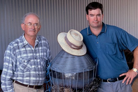 “One of the great things about Dad is his openness to some of my crazy ideas,” says Tim, pictured with his dad in about 2001.