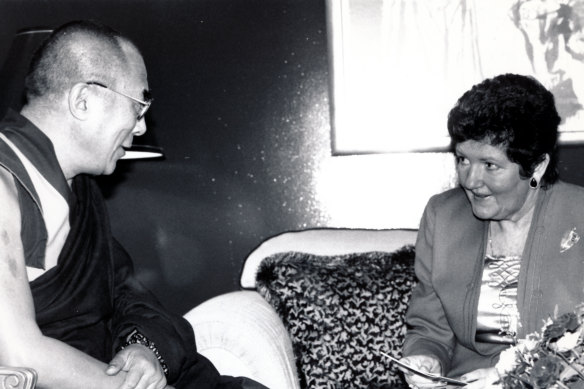 Victorian Premier, Joan Kirner, meets with the Dalai Lama in 1992.