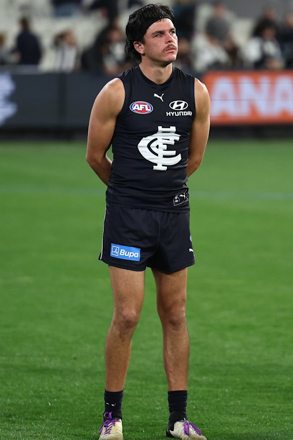 Elijah Hollands after the loss to the Magpies.