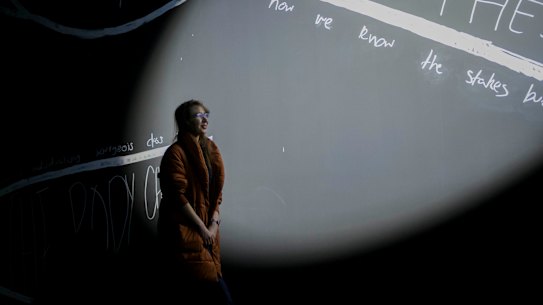 Giselle Stanborough with her installation, Cinopticon, which will be seen by the public for the first time.