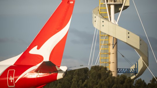 A Qantas plane at Sydney Airport.