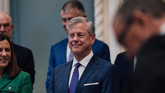 Queensland Health Minister Tim Nicholls, centre, in parliament.