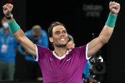Rafael Nadal reacts after his semi-final win.