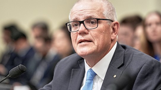 Former prime minister Scott Morrison appeared at a congressional hearing on the Chinese Communist Party in Washington.