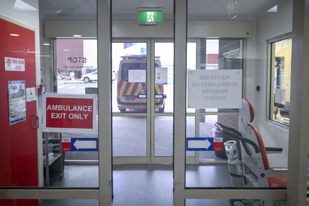 An ambulance waits at the Northern Hospital.