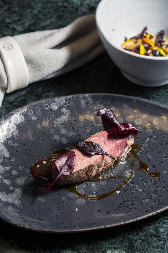Duck breast with salted plum.