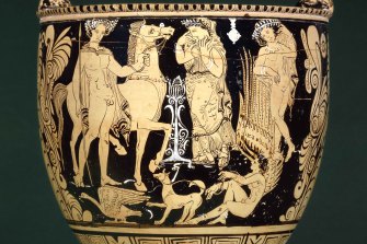 Paris abducting Helen
G&R  Situla (bucket), Campania, Italy, about 350-340 BCE
