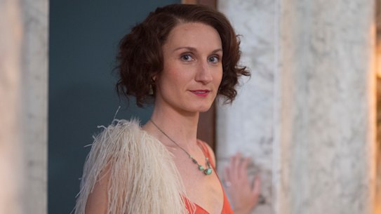 Bessie Carter as Nancy Mitford in the TV series Outrageous.