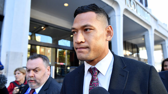 Israel Folau arrives at the Fair Work Commission on Friday Morning