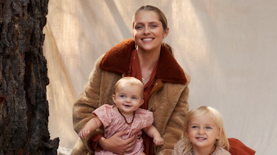 Styling by Penny McCarthy. Teresa wears R.M. Williams “Thornton” coat, “Mallala” dress and “Victoria” boots. Prairie and Poet wear Printebebe dresses. Prairie wears R.M. Williams booties.