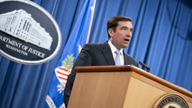 John Demers, assistant U.S. attorney general for national security, speaks during a news conference at the Department of Justice in Washington, DC.
