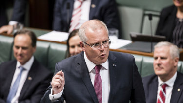 Prime Minister Scott Morrison in question time on Wednesday.
