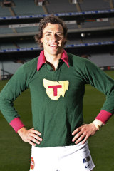Matthew Richardson poses in a rare Tasmania jumper.