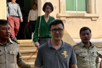 Australian missionary Martin Chan, with his wife Deborah Kim, is released on bail in Phnom Penh, Cambodia earlier this month.