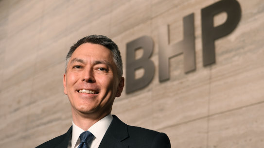 Mike Henry on Thursday, after being named the new BHP chief executive. 
