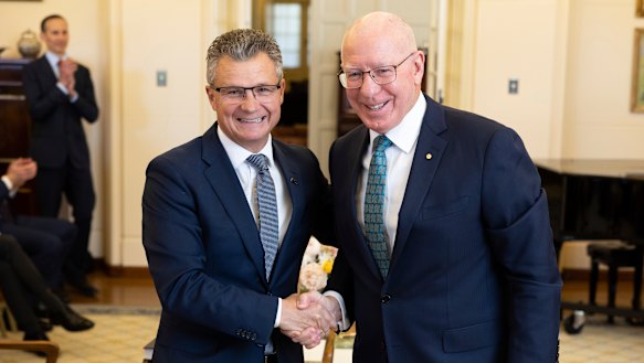Assistant Minister for the Republic Matt Thistlethwaite (left) is sworn-in by Governor-General David Hurley in June.