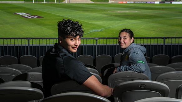 Potential Islamic College of Sport student Adam Sweid and Feda Abou-Eid, part of the Bachar Houli Foundation’s girls’ leadership program.