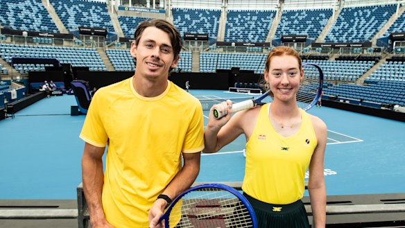 Australia’s top-ranked male and female tennis players, Alex de Minaur and Maya Joint.