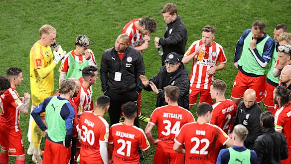 Heart-stopper: Erick Mombaerts speaks to the Melbourne City camp.