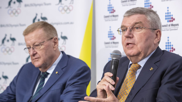 AOC president and IOC vice-president John Coates (left) with IOC supremo Thomas Bach.