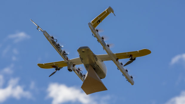 One of Wing's new quiet drones which are set to take to the skies above Logan later this month.