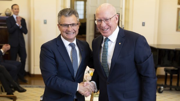 Assistant Minister for the Republic Matt Thistlethwaite (left) is sworn-in by Governor-General David Hurley in June.