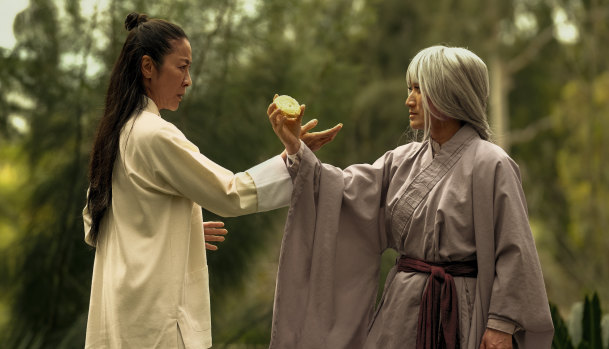 Michelle Yeoh (left) and Jing Li in Everything Everywhere All at Once.