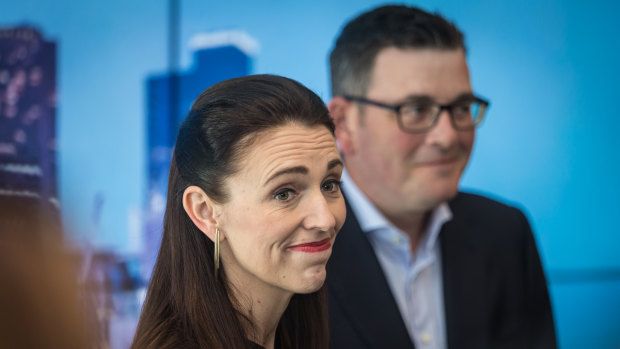 NZ PM Jacinda Ardern meeting with Victorian premier Daniel Andrews on Thursday. 