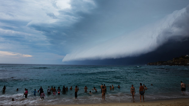 Tamarama Beach with a storm approaching from the south.