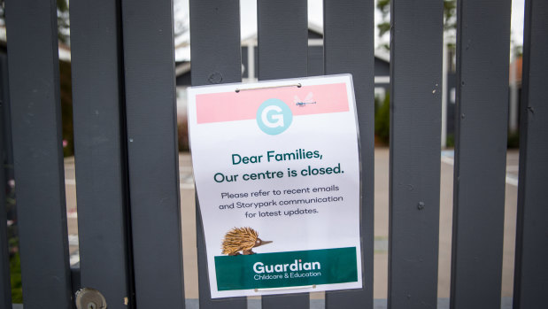 A sign outside the centre in Brighton East on Tuesday.