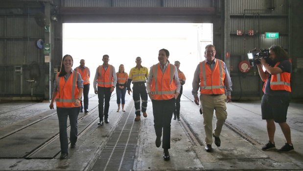 Queensland Premier Annastacia Palaszczuk tours Rockhampton's railway workshops on Thursday.