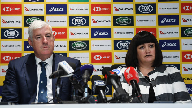 Under the pump: Rugby Australia chairman Cameron Clyne and chief executive Raelene Castle.