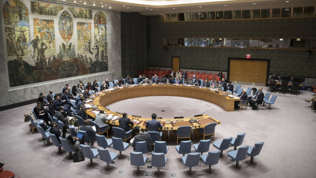 The United Nations Security Council meets on the situation in Gaza, last month.