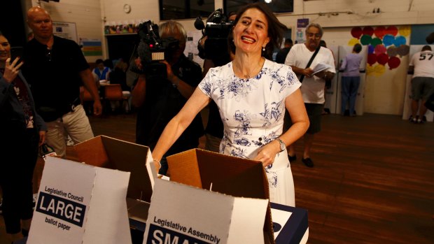NSW Premier Gladys Berejiklian voting on Saturday at Willoughby.