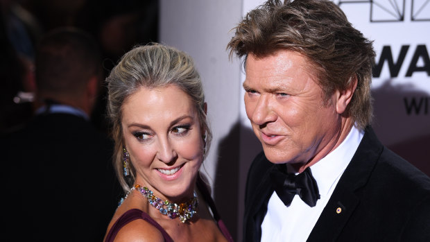 Richard Wilkins, right, with his girlfriend Virginia Burmeister at this year's ARIA Awards. 