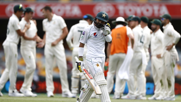 Caught short: Muhammad Rizwan missed out on a well-deserved ton after being dismissed by Australian quick Josh Hazlewood.