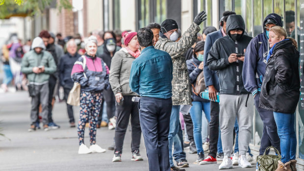 Queues at Centrelink: More than half the potential workforce is on some kind of support.
