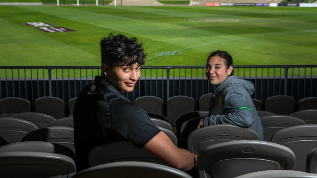 Potential Islamic College of Sport student Adam Sweid and Feda Abou-Eid, part of the Bachar Houli Foundation’s girls’ leadership program.