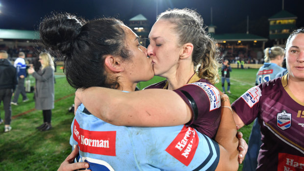 The moment: This image of Vanessa Foliaki and Karina Brown went viral.