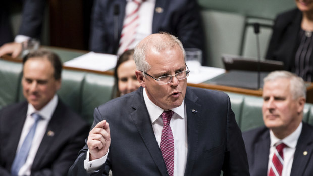 Prime Minister Scott Morrison in question time on Wednesday.