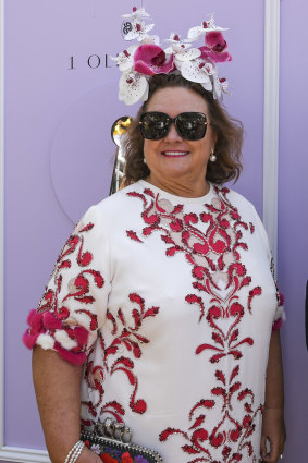 Gina Rinehart arrives at the Birdcage at Flemington Racecourse on Tuesday.