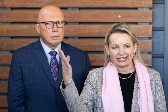 Former opposition leader Peter Dutton and deputy leader Sussan Ley.