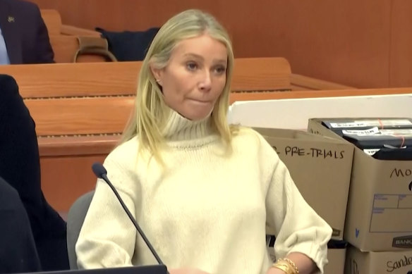 Gwyneth Paltrow appears during the hearing in Park City, Utah, where she is accused in a lawsuit of crashing into a skier during a 2016 family ski vacation, leaving him with brain damage and four broken ribs.