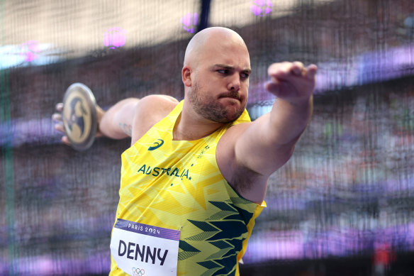 Discus thrower Matt Denny on his way to an elusive Olympic bronze medal.