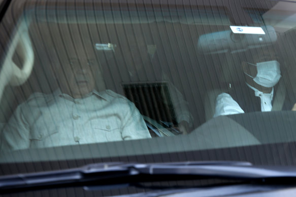 Pakistan’s opposition leader Shahbaz Sharif, left, arrives to attend Sunday’s National Assembly before a no-confidence vote for Prime Minister Imran Khan was cancelled.